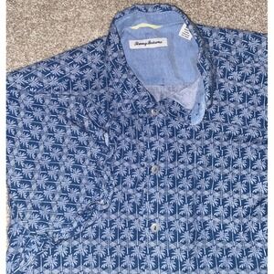 Tommy Bahama Viscose Blend Blue Button Up Medium‎ Hawaiian/Floral Camp Shirt
